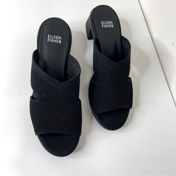 Eileen Fisher Stretch Fabric Block Heel Sandals minimalist luxury mature - Picture 6 of 12